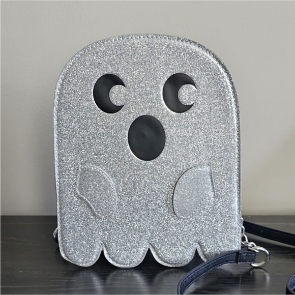 Sparkly Silver Ghost Crossbody Bag Halloween - Picture 13 of 16